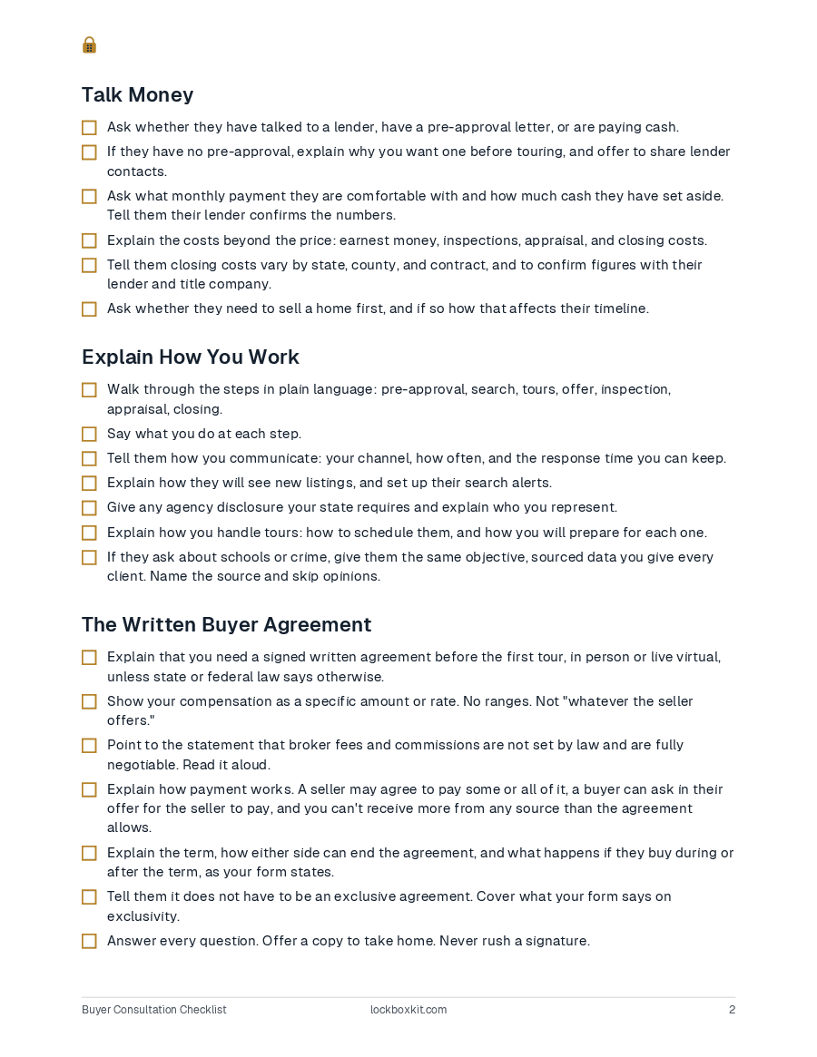 Buyer Consultation Checklist, page 2