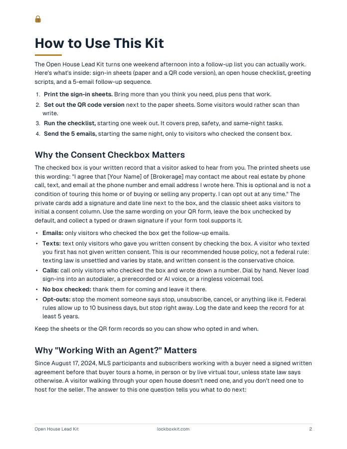 Open House Lead Kit, page 2