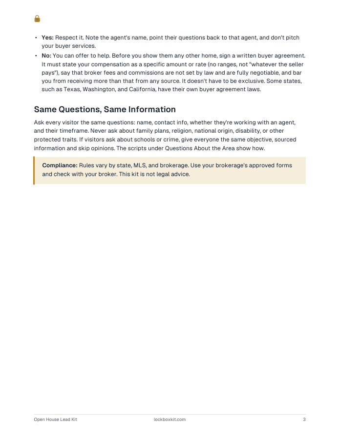 Open House Lead Kit, page 3