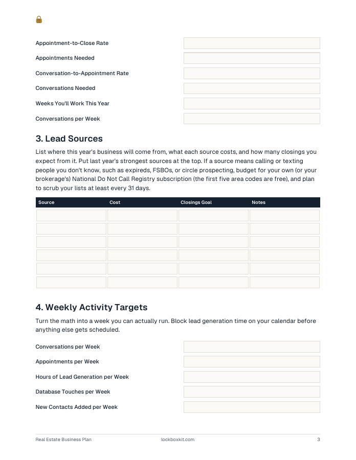 Real Estate Business Plan Template, page 3