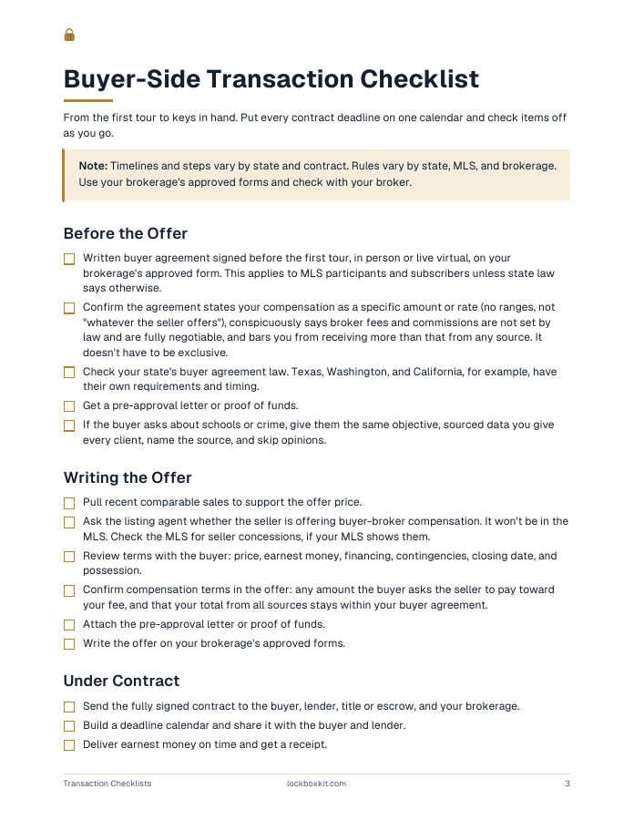 Transaction Checklists (Seller + Buyer Side), page 3